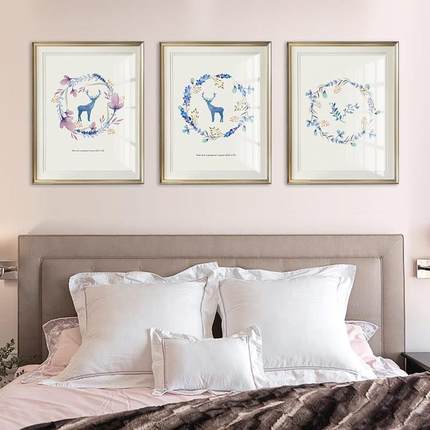 现代简约美式装饰画北欧书房壁画发财鹿餐厅墙画KTV壁画