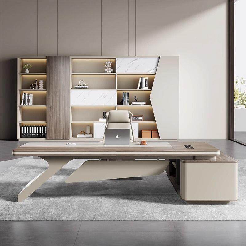 轻奢老板办公桌简约现代总裁桌董事长室大班台高级感经理桌椅组合