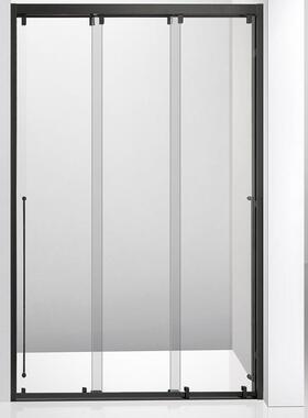 无锡简易双向三联动淋浴房8MM钢化玻璃极窄边框枪灰色淋浴