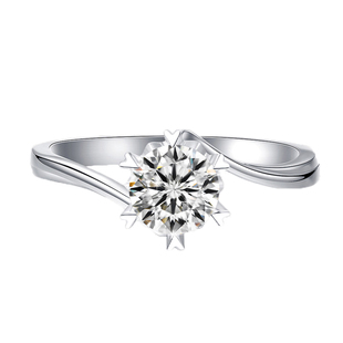 天然钻戒一克拉扭臂雪花六爪真钻石18K金结婚戒指情人节520送女友