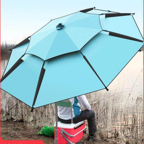 鱼伞双层钓伞加厚黑胶万向防暴雨大钓伞钓鱼专用伞摆摊伞大雨伞钓