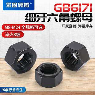 温州GB6171细牙六方六边螺帽8级10级发黑高强度细牙六角螺母