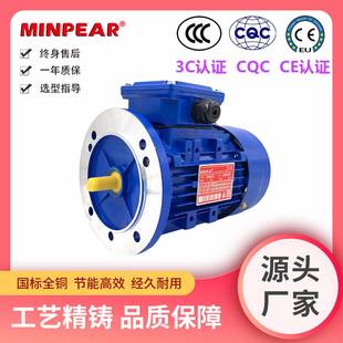 二级能效0.75KW三相异步马达YE4 8024铝壳电机河北天津现货
