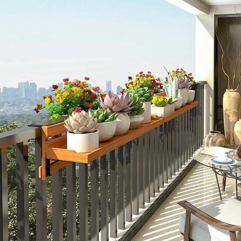阳台花架栏杆挂式花盆植物摆放花架子扶手花坛悬挂可折叠置物架