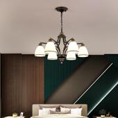 美式 760吊装 饰网客厅代简约餐厅红卧现室玻璃简约现代轻奢全屋灯