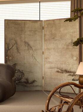 东美学日式古屏风室隔断客厅中民WMI宿折叠茶背方景可移动折屏山
