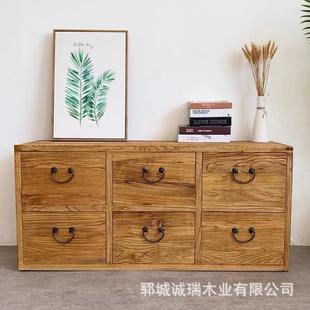 郓城老榆柜木柜中式 饰九 复古储物老门斗板约榆木柜子现代简玄关装