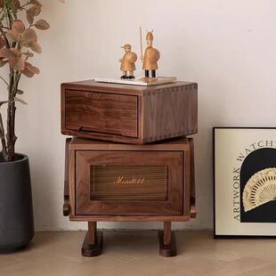 沙黑桃木实木床头柜高柜卧室客胡厅创意发边SMCTG-07几柜机器人童