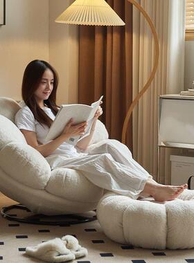 懒沙发休UJB花瓣沙发椅单人卧奶室阳台南瓜油旋转小人户型闲椅客