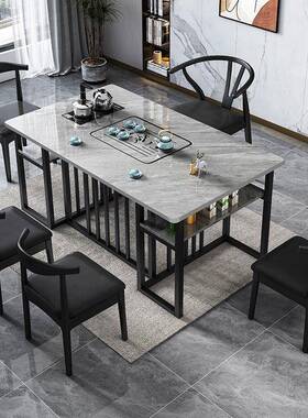 新款椅办公岩室板茶桌组合现代简约家用台茶桌一体一IKK整套长茶