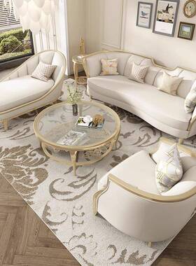 美油式实组木VJU沙发法式奢轻客厅合简约弧形沙发美克阿黛拉沙发