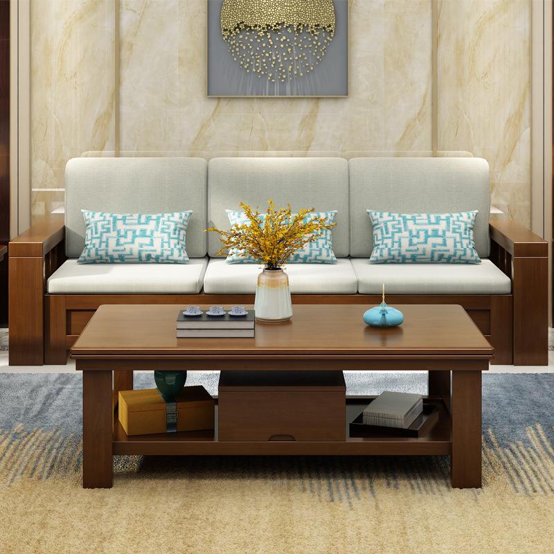 中实木沙发AJF组合布艺沙发现代储物夏两用小户型质客式厅家木冬