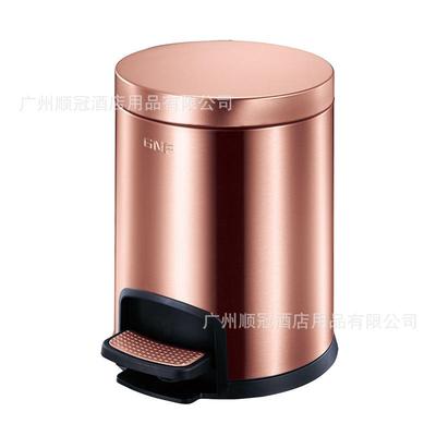 不锈钢垃圾桶圆形脚桶LIH升12L家大用办公室号脚踏式带盖5双层3踏