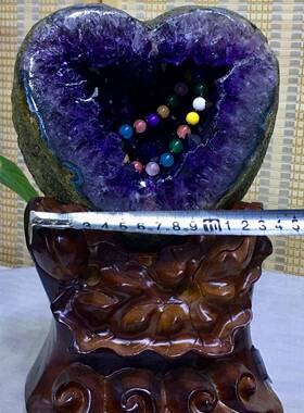 乌紫拉圭钱袋子摆件晶洞摆件2024-4晶晶天然紫簇水原石办公室客厅