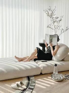 落地沙EEH发薯沙小发床户型客厅折叠拆洗两奶油豆麻腐块懒人榻榻