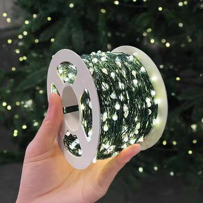 圣诞树装带饰灯彩闪绿线铜丝灯灯饰灯led灯圣诞串节装饰品灯HPF布