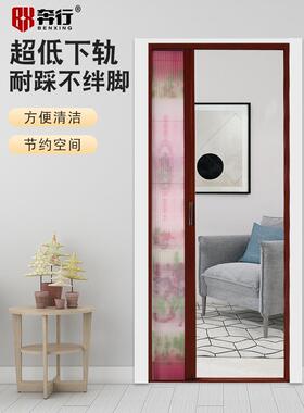 厚合铝金隐帘形加折叠纱门免打孔推拉式伸缩沙窗刚网门防蚊虫DG-Z