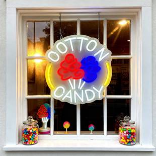 小新款透明背板花糖霓虹灯字母造型LE霓D虹灯棉RPS居家氛围感夜灯