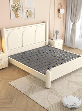 法式油风白色A308.1.8m实木床约现代主卧15m简双人床小户型储奶物