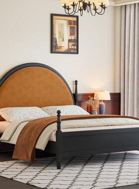 IYR7美式实木床法式复古黑色双人床现代简约1.8米主卧室1.5中古软