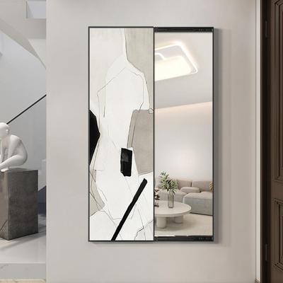 现代简约隐藏式穿衣镜子画隐形全身镜可推拉试衣镜抽象玄关装饰画