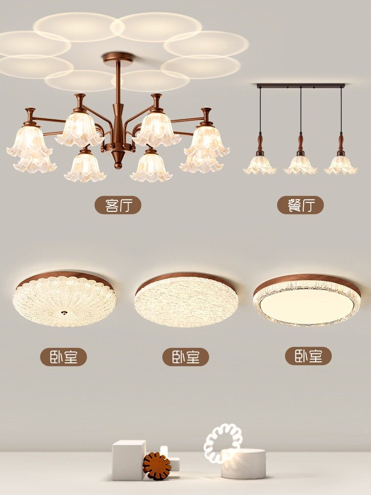 法式复古客厅吊灯中古风感三室一厅2026新款灯具全屋套餐组合