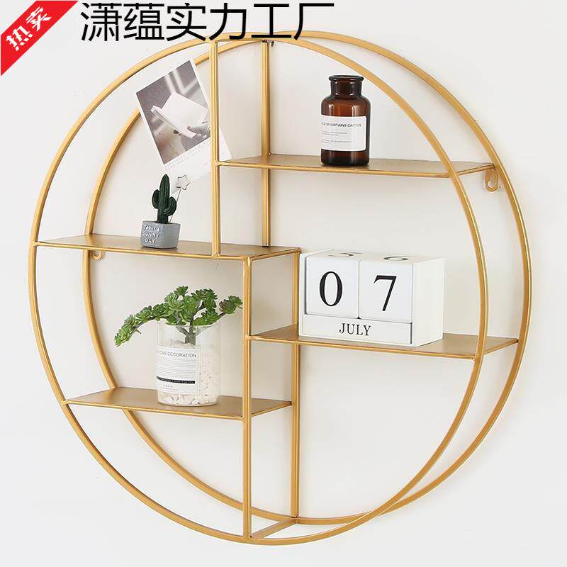 北欧网红墙上壁挂式美发店挂墙产品柜墙上置物架产品酒架挂墙