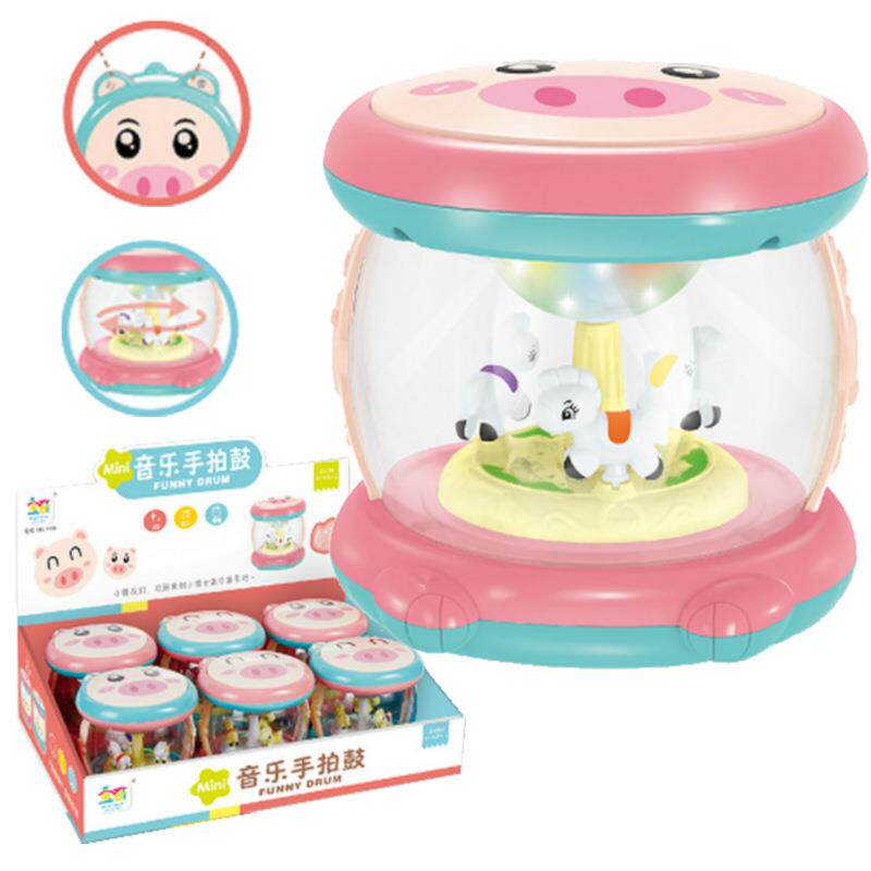 6只装小猪音乐旋转木马手拍鼓9906跳舞仿真婴儿早幼教机儿童玩具
