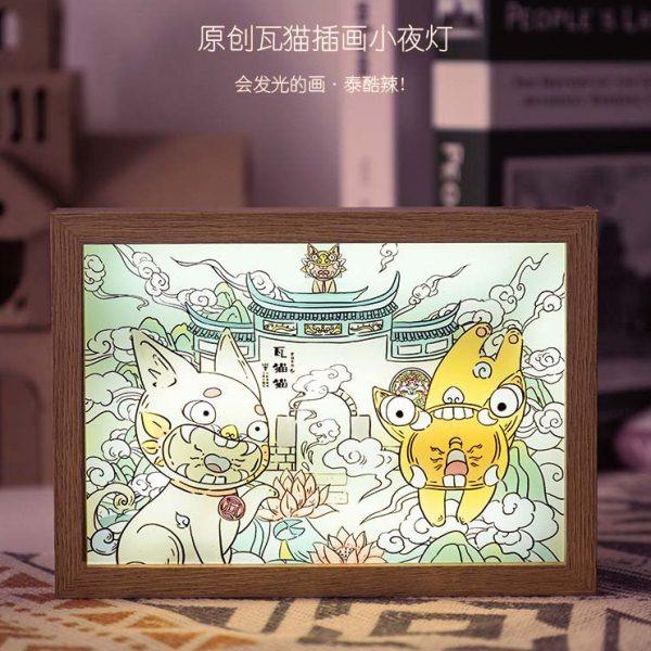 瓦猫云南文创灯光画卧室床头小夜灯床头灯创意生日相框开业礼物,节庆用品/礼品,文化创意纸雕灯,淘宝优惠券,粉丝福利购,淘宝优惠卷
