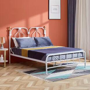 欧式双人床加厚加固家用卧室铁艺床1米8公主床网红金属高尾铁架床