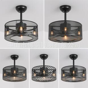 美式复古吊扇灯风扇灯餐厅卧室电风扇灯110V供货带灯吊扇灯