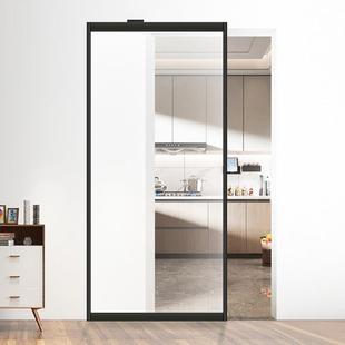 极窄超简隐形幽灵门套装玻璃推拉门吊轮木门平移门无轨道无