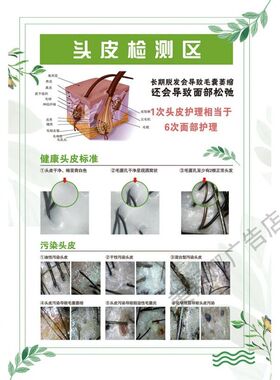 头皮检查对照图高清自粘海报养发图片定制理发店广告皮肤的结构图