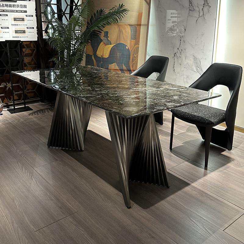 巴西进口铂金钻奢石餐桌意式极简别墅高档天然大理石长方形饭桌子
