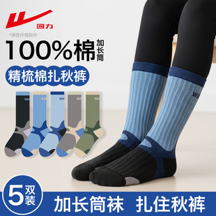 回力儿童袜子纯棉a类100全棉男童冬季防臭加长筒中长筒运动初中生