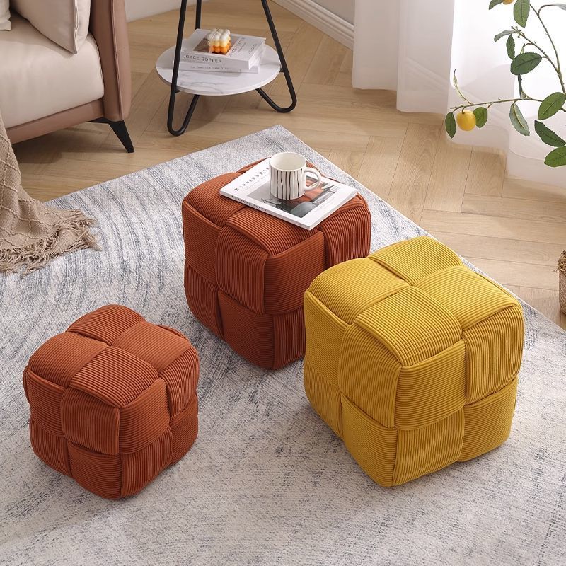 灯芯绒茶几小方凳北欧客厅家用沙发凳脚踏坐墩门口换鞋凳实木矮凳