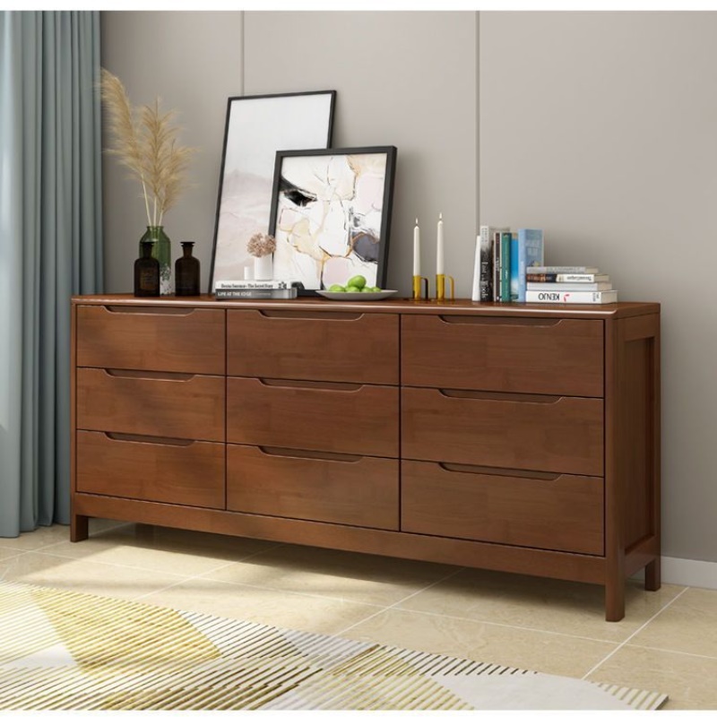 北欧实木收纳五斗柜六九斗柜橡胶木卧室电视柜家具简约抽屉储物柜