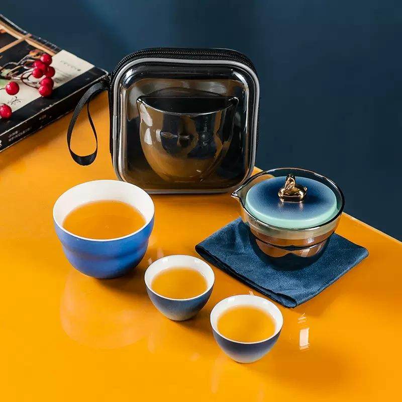 玉兔旅行茶具套装快客杯一壶三杯便携包户外创意陶瓷功夫泡茶神器,纺织面料/辅料/配套,纺织机械配件,淘宝优惠券,粉丝福利购,淘宝优惠卷