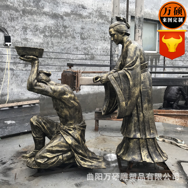 玻璃钢成语故事雕塑小品岳母刺字岳飞精忠报国人物雕塑摆件