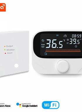 新款无线温控器RF433地暖水暖壁挂炉温控器带接收器USB电池一对一