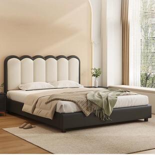 实木床家用主卧2米大床波浪床1.8m双人床简约1.2米单床架出租房床