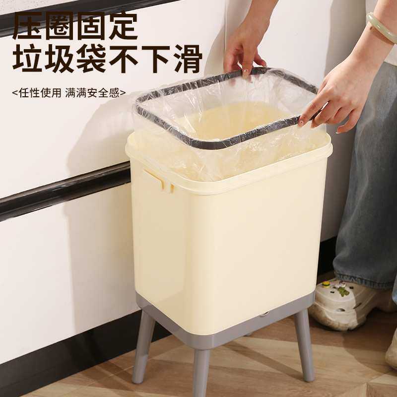 轻奢方形垃圾桶卧室床边现代简约卫生间大容量按压带盖高脚垃圾桶