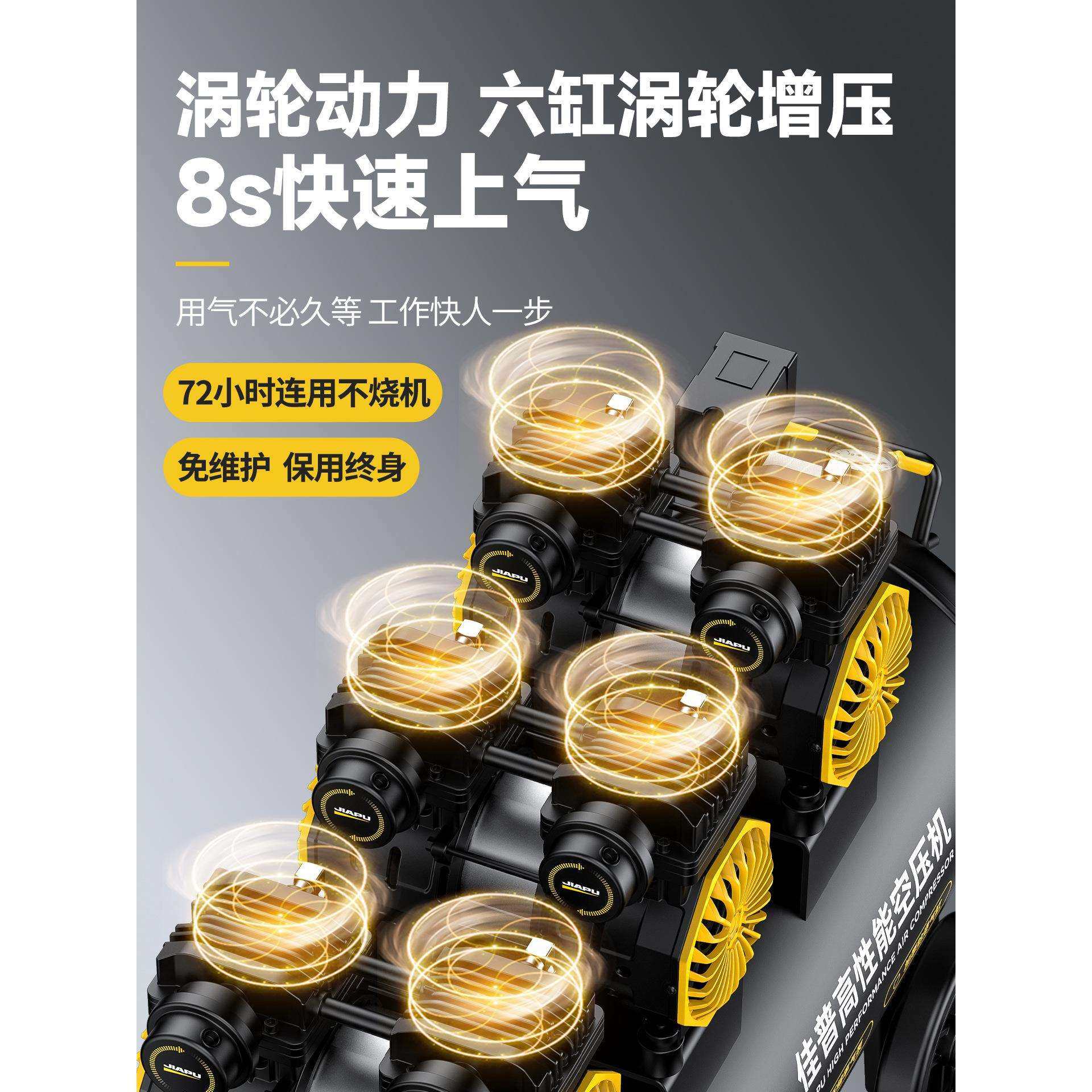空压机小型静音打气泵工业级无油气磅迷你高压220V气泵空气压缩机