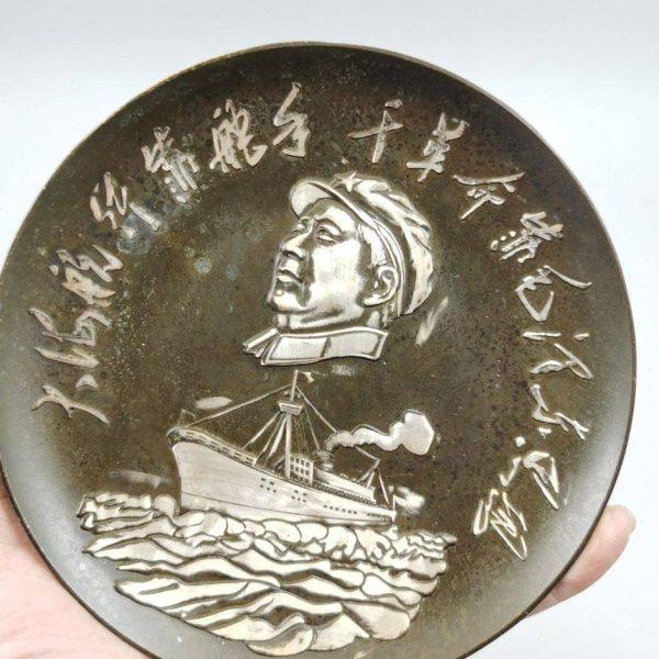 仿古铜摆件优质黄铜描银伟人像大海航行靠舵手 做工精致古色古香