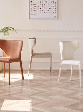 设计师TJTN8607高级感餐椅家用网红化妆椅意式极简马鞍皮书桌椅