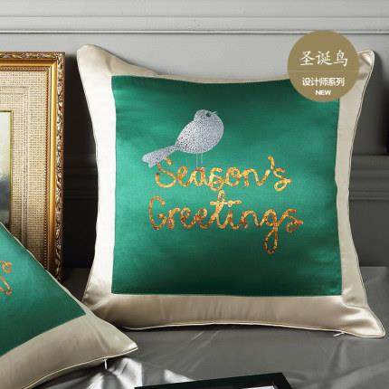 圣诞系列抱枕真丝面料创意设计专版专用抱枕抱枕套带芯外贸