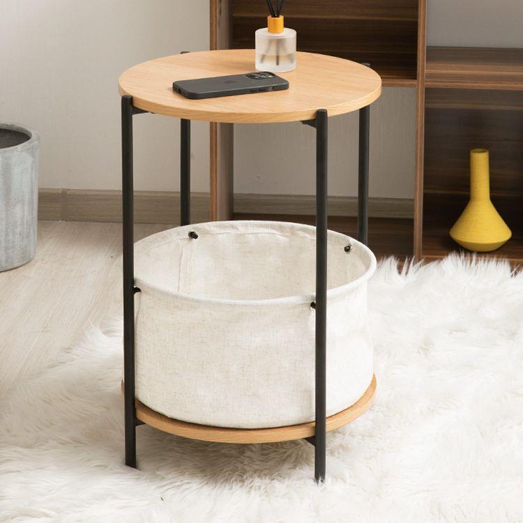 北欧边桌小茶几沙发边几简约铁艺客厅双层圆形木艺床头置物架收纳