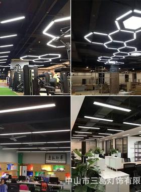 LED长条灯条形吊线灯办公室吊灯现代简约健身房店铺商业照明灯具