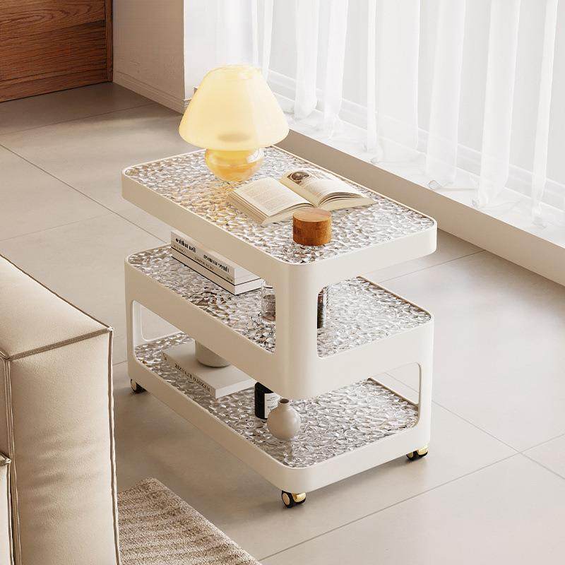 奶油风可移动岩板小茶几沙发边几边柜现代客厅玻璃角几收纳小推车,电子元器件市场,其它元器件,淘宝优惠券,粉丝福利购,淘宝优惠卷