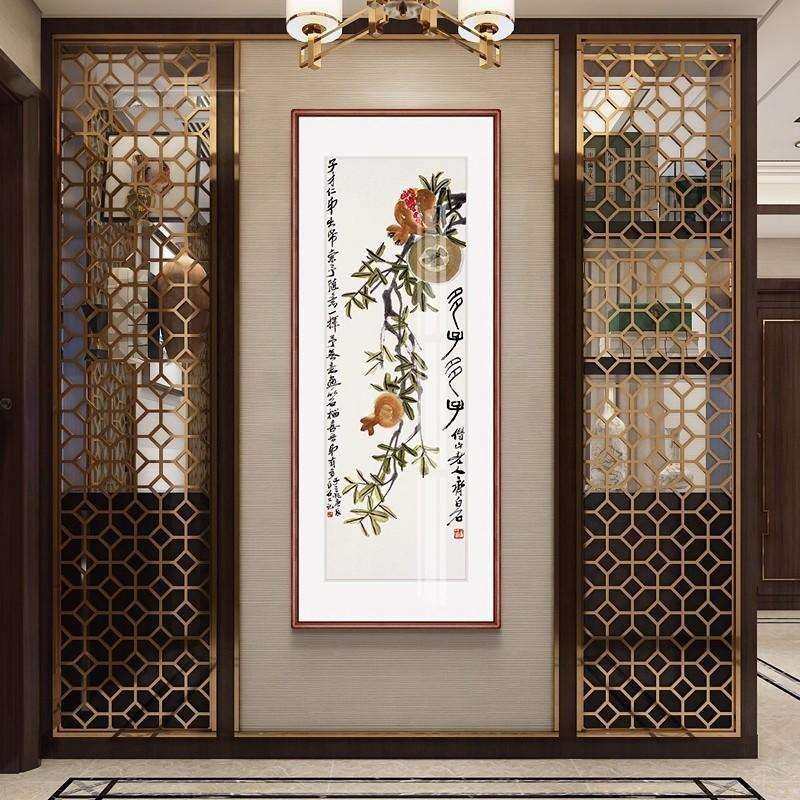 齐白石新中式多子多福寓意好玄关装饰画过道走廊尽头入户实木挂画,电子元器件市场,其它元器件,淘宝优惠券,粉丝福利购,淘宝优惠卷